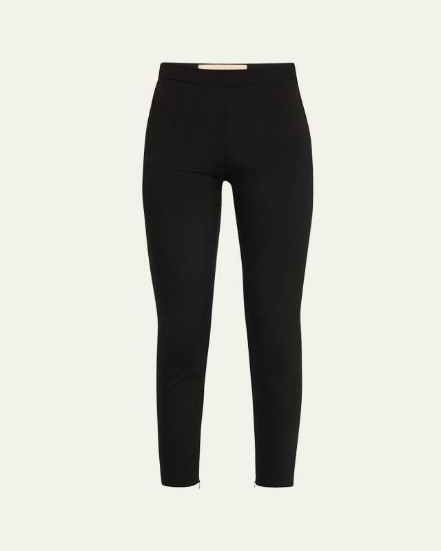 Zip-Cuff Stretch Poplin Legging Pants